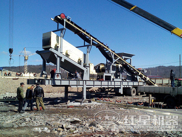移動建筑垃圾破碎機現場圖 移動建筑垃圾破碎機現場圖