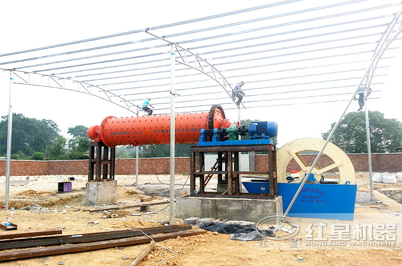 廣西用戶球磨機磨沙子安裝現場